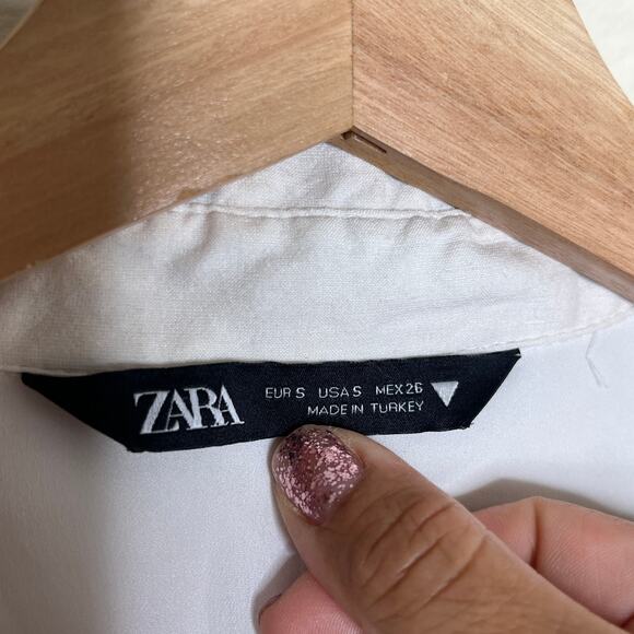 Zara Women's Linen Blend White Ring Cutout Collared Bodycon Mini Dress Sz Small - Picture 2 of 4